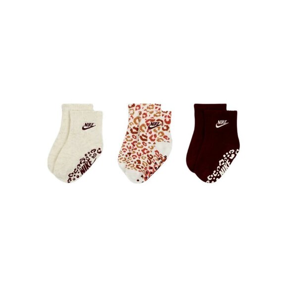 Nike Baby Leopard Gripper Socks 3 Pack - Picture 1 of 6